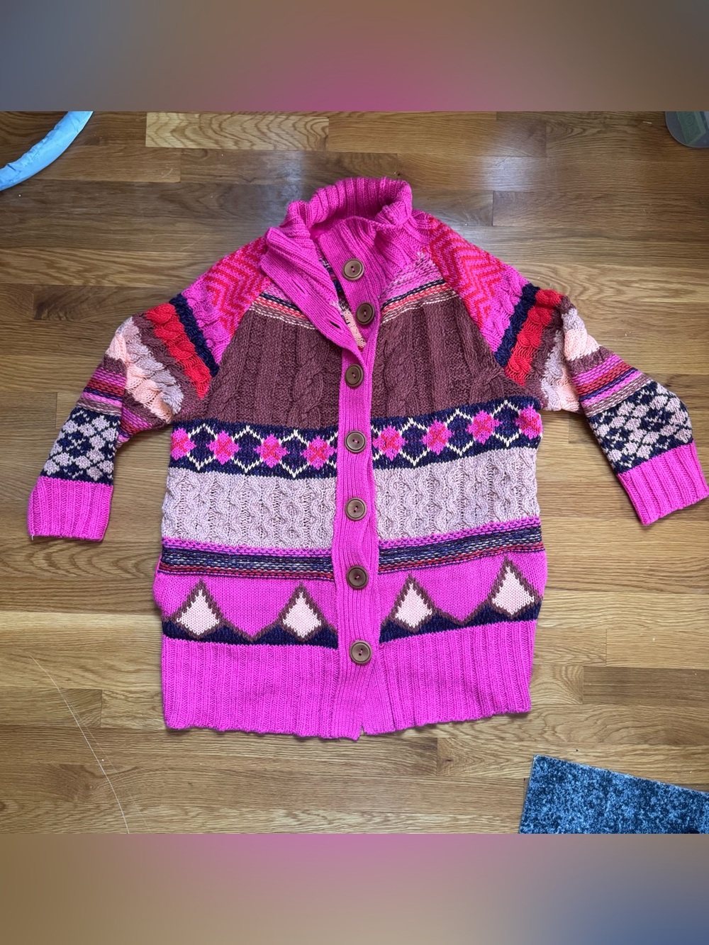 Free People Argyle Smile Cardi Size Small